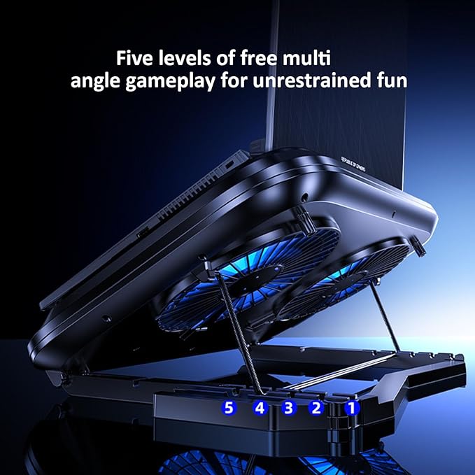 Adjustable Laptop Cooling Mat Ergonomic Neck Pressure Double Fan 100 Speed Adjustable for Height Stand LED Cooling