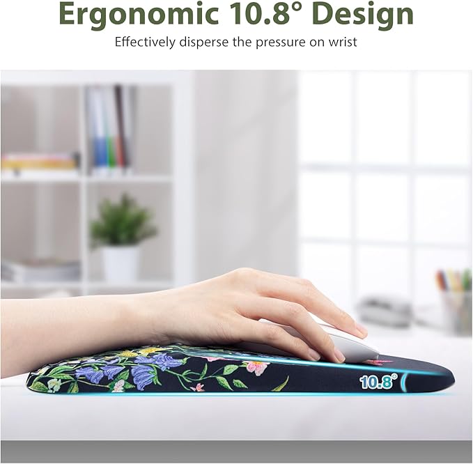 EYROZILL 3 in 1 Ergonomic Mousepad with Wrist Rest Gaming Keyboard Mouse Pad with Wrist Support Non-Slip Base Massage Design Pain Relief (Butterfly)