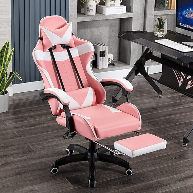Office Chair Computer Desk Chair Gaming Chair Video Game Chairs High Back PU Leather Computer Desk Office Swivel Recliner with Footrest and Adjustable Lumbar Cushion Armrest 360°Swivel Chairs ( Col
