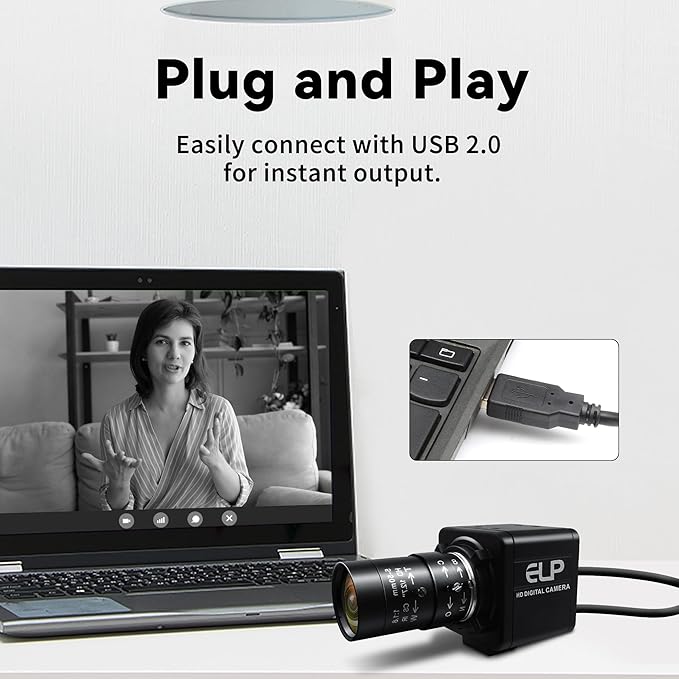 Global Shutter USB Camera – 800P Monochrome Ultra High Speed 640fps Camera [120/210/420fps Modes] – Manual Focus 5-50mm CS Lens – Compatible with Raspberry Pi Linux Mac &amp Windows