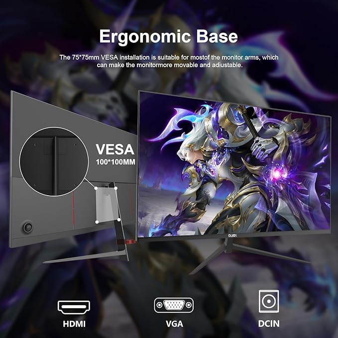 27 inch Gaming Monitor 100Hz Full HD 1920 x 1080P Computer Monitor Built-in Speakers with HDMI Interface Eye Care Frameless Sync Visual Experience for Work Support Wall Mount （100 * 100mm）