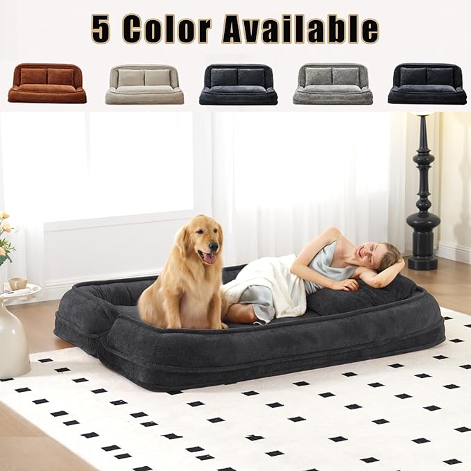 Floor Chair with Back Support Human Dog Bed Folding Loveseat with 5 Adjustable Position 2 Pillows Chenille Meditation Gaming Chair for Lazy Boys Living Room Lounge Bedroom Dark Grey