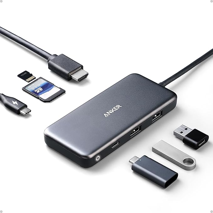 Anker USB C Hub 7in1 Multi-Port USBC Hub with 4K HDMI 85W PD USB-C and 2 USB-A 5Gbps Data Ports microSD and SD Card Reader for MacBook Air MacBook Pro XPS and More (Charger not Included)