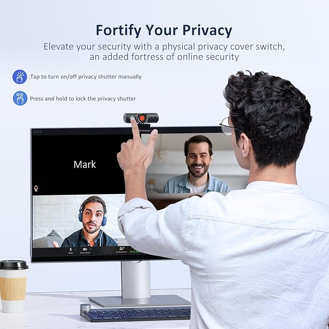 NexiGo HelloCam Pro Webcam with Windows Hello 1080P 60FPS Autofocus True Privacy Automatic Electronic Shutter Computer Camera Microphone Facial Enhancement HD USB Web Cam