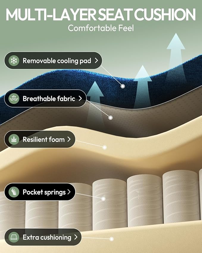 Dowinx Gaming Chair Breathable Fabric Game Chair with Gel Pad and Storage Bag Comfortable Gamer Chair with Pocket Spring CushionErgonomic Computer Chair with FootrestGreen and White