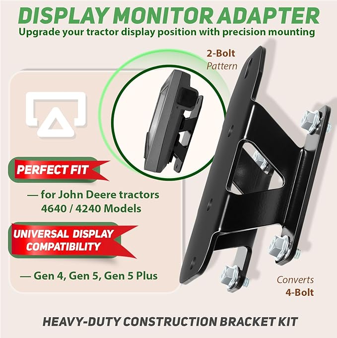 Camoo Heavy-Duty Monitor Mounting Bracket Kit Fits for John Deere 4640 and 4240 Display Gen4 Gen5 Gen5+ Display Module Mounting Bracket Universal Regular for Support Stability