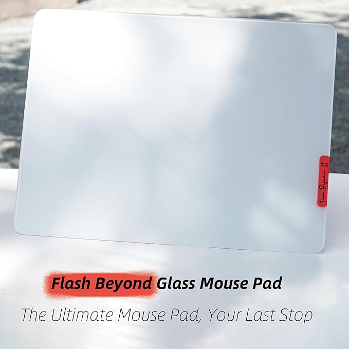 Glass Gaming Mouse Pad - Premium Glass Pad with Anti-Slip Rubber Base - Smooth Precise Tracking Durable Surface for High-Speed Gaming Ideal for FPS Players (White-50 * 40CM)