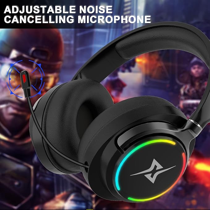 Gaming Headset with Microphone for PC PS4 PS5 Xbox One Xbox Series X|S - 3.5mm Jack Gamer Headphone with Noise Canceling Mic-907 Black