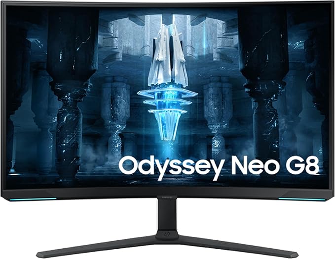 Samsung 32 Odyssey Neo G8 (G85NB) 4K UHD 240Hz 1ms G-Sync 1000R Curved Gaming Monitor Quantum HDR2000 AMD FreeSync Premium Pro Matte Display DisplayPort Black &amp White LS32BG852NNXGO