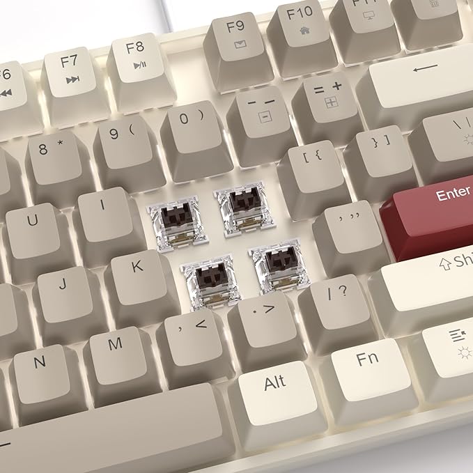 MageGee 75% Mechanical Gaming Keyboard Brown Switch LED White Backlit 87 Keys Compact TKL Wired Computer Keyboards for Windows Laptop PC Gamer - Retro Grey/White