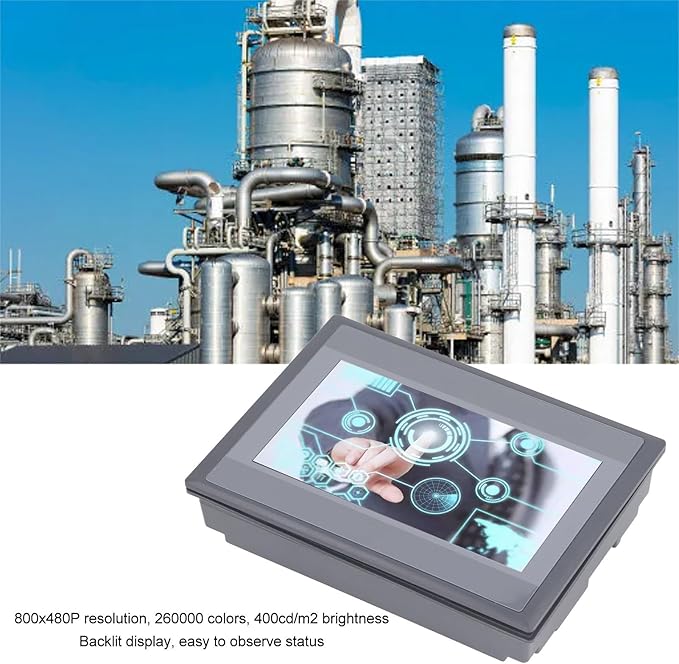 PLC Touch Screen 7 Inch TFT LCD Display with 12 Digital Inputs / 8 Transistor Outputs for FX3U Series PLC Industrial HMI Control Panel with 240MHz ARM9 CPU
