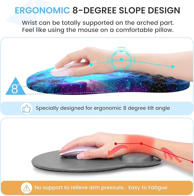 Desk Mat with Wrist Support Desk Pad for Keyboard and Mouse Purple Desk Mat Keyboard Pad and Mouse Pad Combo Carpal Tunnel Mousepad Gaming for Office Galaxy Space Purple Nebula