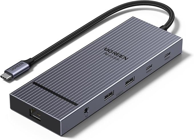 UGREEN 12 in 1 Triple 4K Docking Station with 2 HDMI DP 2x10G USB C 2×USB-A2.0 100W PD SD/TF 1000Mbps Ethernet 3.5MM Audio Revodok Pro USBC Hub Multiple Adapter for DELL HP and More