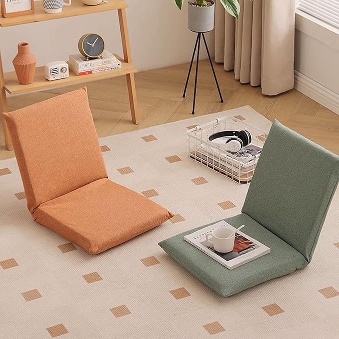 Floor Seating with Back Support Adjustable in 5 Levels Multi-Functional Meditation Chair Chair Cover Can Be Removed and Washed for Balcony Living Room(Green96 * 46 * 7CM)