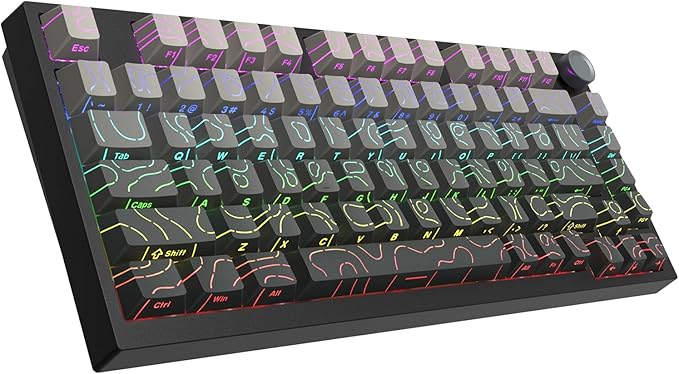 COSTOM WK75 75% Wireless Gaming Mechanical KeyboardBT5.0/2.4GHz/USB-C Hot Swappable Pre-lubed Custom Linear SwitchesGasket StructureRGB Backlit Keyboard for PC/Laptop/Xbox/PS4/PS5 (Topographic)