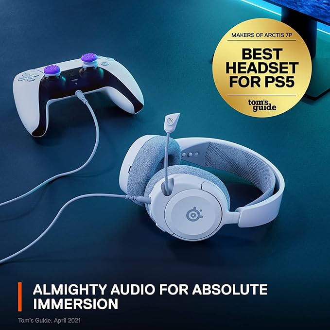 SteelSeries Arctis Nova 1P PS5 Headphones - Gaming Headset - 360° Space Sound - Memory Foam Ear Pads - Noise Cancelling Microphone - Also for PC PS4 Switch Xbox - White
