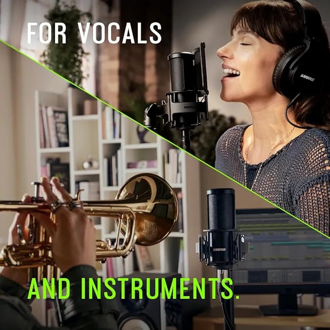 Shure SM4-K Studio Condenser Microphone – XLR Mic for Home Studio Recording Vocals &amp Instruments with Mix-Ready Sound &amp All-Metal Construction Black
