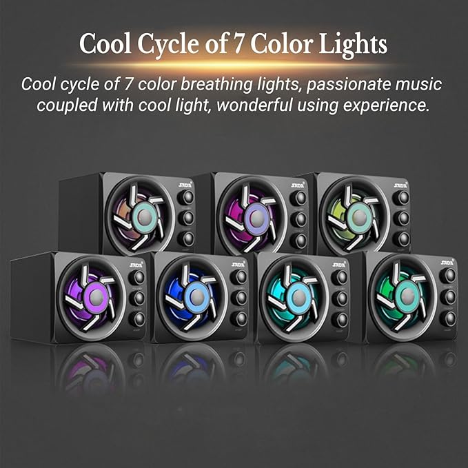 Passive Bookshelf Speakers for PC Computer 2.1 Channel Home Stereo Theater Speakers Treble and Bass Adjustable 3D Surrounding Speaker 3.5mm AUX