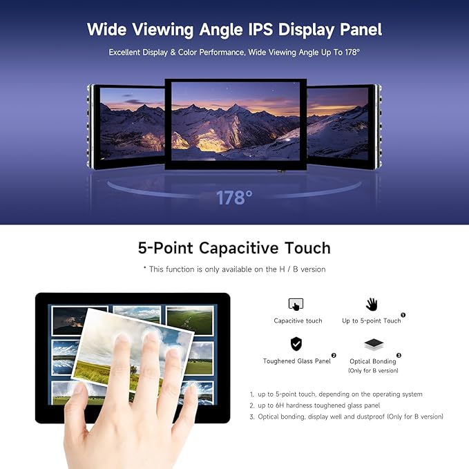waveshare 5inch High-Brightness Touch Screen Compatible with Raspberry Pi 5/4B/3B/Zero/Zero W/Zero 2W/Pico/Pico W/Pico WH Supports Windows 11/10/8.1/8/7 &amp Jetson Nano Narrow-Bezel Resistive Tou