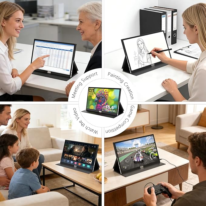 15.6 Inch 4K Touchscreen Portable Monitor UHD IPS Touch External Second Screen USB C HDMI for Laptop Mac Phone Xbox PS5 Switch (15.6 4K)