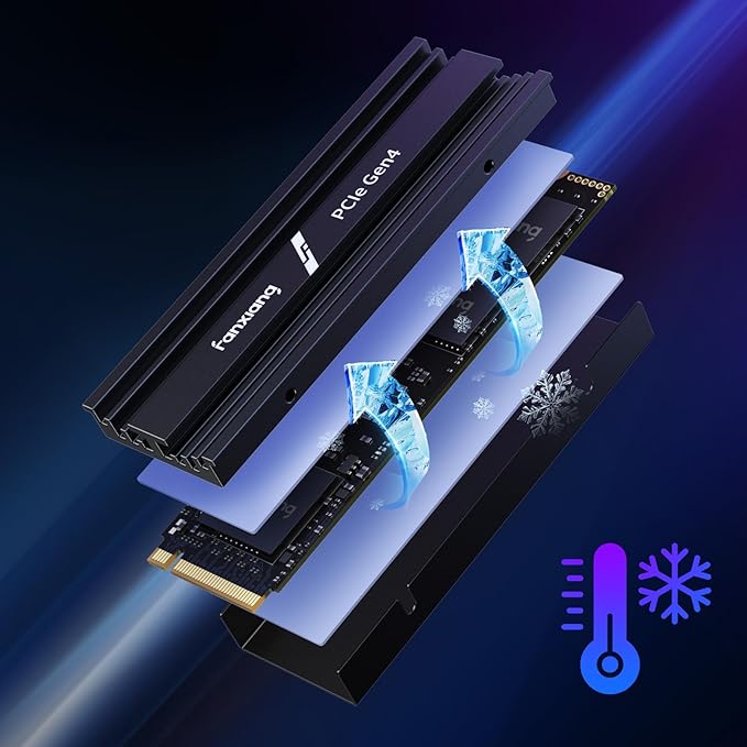fanxiang 2TB NVMe Internal Gaming SSD for PS5 with Heatsink Up to 7100MB/s M.2 SSD PCIe Gen 4 SSD Storage Expansion Compatible with PS5 Internal Solid State Drive for Gamers Professionals Creators