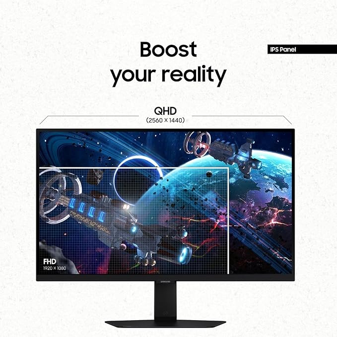 Samsung Odyssey G50D 27 QHD IPS Monitor with AMD Free Sync 1ms Response Time Flicker Free VESA Mount (100mm) Displayport HDMI Black Color (LS27DG500ENXZA) (Renewed)