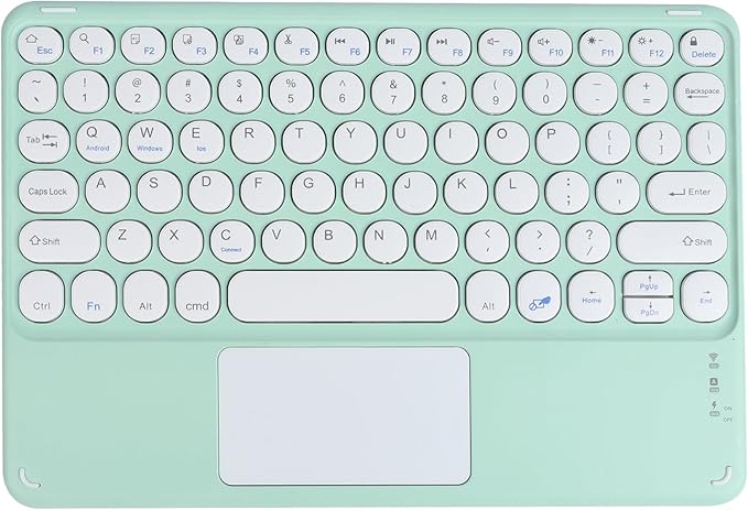 Wireless Bluetooth Keyboard10 inch Portable Rechargeable Keyboard with Touchpad Ultrathin BluetoothKeyboard for iOS/Android/Windows Tablet Computer and Phone Universal(Green)