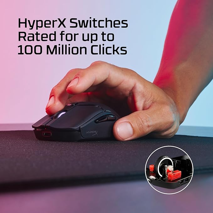 HyperX Pulsefire Haste 2 Mini – Wireless Gaming Mouse for PC Compact Lightweight Bluetooth 2.4GHz White