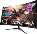 27 Inch Curved 180Hz Gaming Monitor 1800R Curved Gaming Monitor 1ms MPRT FHD(1920×1080P) Freesync HDMI2.0DP1.4 VESA Mountable(DP&ampHDMI Cable Incl.)