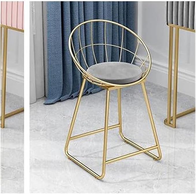 Round Stool Industrial Gaming Chair with Cushioned Seat for Office Bedroom and Vanity White Leather Home Furniture