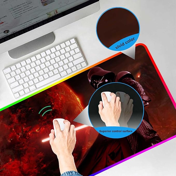 Large Gaming RGB Mouse Pad Custom Mouse Pads Mousepad with Non-Slip Rubber Base and Stitched Edges Mouse Mat Big Desk Pad for Computer Keyboard Office Desk Mat for Desktop31.5x15.7 Inch