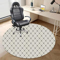 White Grey PU Leather Round Floor Mats for Office Chair Geometric Repeating Dotted Rhombuses Under Computer Desk Floor Protector for Rolling Chairs Non Slip Anti Scratches Modern Diameter 55 in