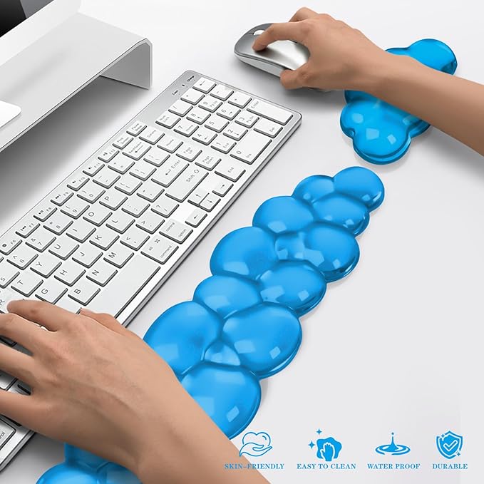 Gel Cloud Keyboard and Mouse Wrist Rest Cute Wrist Support and Arm Support Keyboard Rest for Keyboard and Mouse Typing Pain ReliefSuitable for Office/Computer/Laptop/Gaming (Blue)