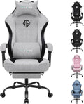 Gaming Chair Computer Office Chair with Foot Rest Ergonomic Fabric Desk Chair with Adjustable Lumbar Support &amp Headrest Comfortable PC Reclining Gaming Chairs for Adults Silla Gamer 350lbs