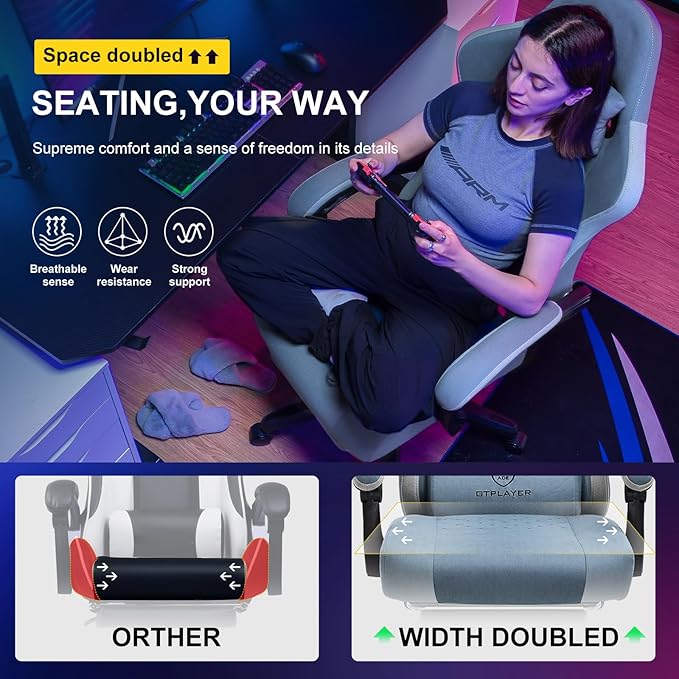 GTPLAYER Gaming Chair Computer Office Chair with Pocket Spring Cushion Linkage Armrests and Footrest High Back Ergonomic Computer Chair with Lumbar Support Task Chair with Footrest