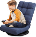 Swivel Floor Chair for Adults with Back Support Adjustable Floor Gaming Chair for TV Reading Playing Video GamesFloor Lounge Chair with Lumbar Support Folding Design 8858Z(Blue)