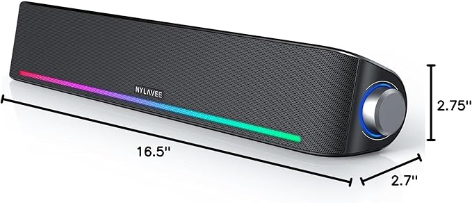 Computer Speakers Hi-Fi Sound Quality Computer Sound Bar Bluetooth 5.0 &amp 3.5mm Wired PC Speakers with 4 Dynamic Lighting Modes USB Powered Speakers for PC Desktop Laptops Phones Monitors X