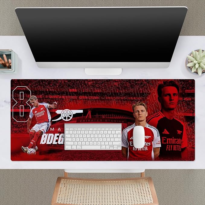 Head Case Designs Officially Licensed Arsenal FC Martin Ødegaard 2024/25 Crest Kit and Players 37.4 x 15.75 x 0.16 inches (900 x 400 mm) - XL Gaming Office Desk PC Keyboard Mouse Mat Pad