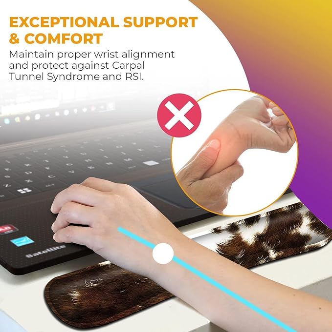 Keyboard Wrist Rest and Mouse Pad with Wrist Support Ergonomic Desk Pad Memory Foam Keyboard Wrist Rest Cute Cow Cowhide Desktop DecorationSuitable for Office Typing Games for Men and Women