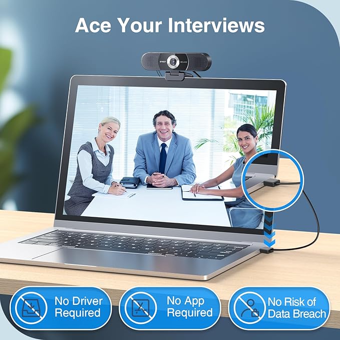 EMEET C980 PRO 3-in-1 4K Webcam with Microphone and Speaker 60°-98° Wide Angle Webcam w/ 4 Noise Cancel Mics 2 Speakers Fixed Focus Magnetic Privacy Cover Great for Group and Personal Video Calls