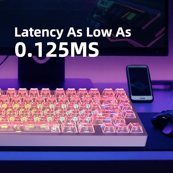 MG75MAX 81 Keys Wired Magnetic Switch Keyboard 256KHZ Single Key Scan Rate PCB Nano-Coating Waterproof Hall Effect 8KHZ/ARGB/CNC Aluminum Gaming Keyboard(Pink)