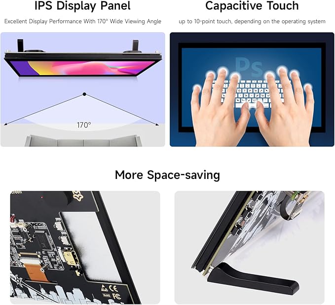 KLAYERS LUCKFOX Touchscreen for Raspberry Pi10.1inch HDMI 1024 x 600 Plug&ampPlay Portable Monitor with Stand10 Point Touch LCD Display with Dual-Track SpeakersSecond Screen for Laptop PC