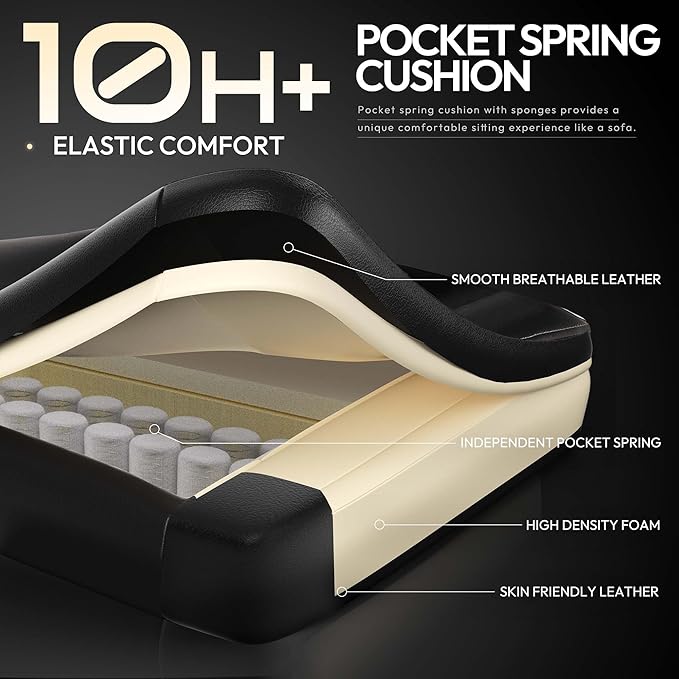 Dowinx Gaming Chair with Pocket Spring Cushion High Back Ergonomic Computer Chair PU Leather 350 LBS Black and Purple