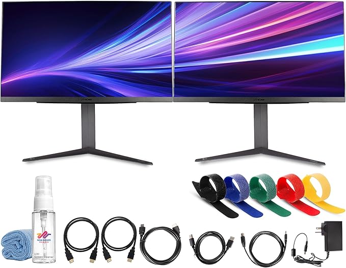 LG 27GR83Q-B Ultragear 27 QHD (2560×1440) Monitor (2-Pack) | 240Hz IPS Display 1ms Response NVIDIA G-SYNC Compatible AMD FreeSync HDMI &amp DisplayPort + 2X HDMI Cable + Screen Cleaning Kit + Mo