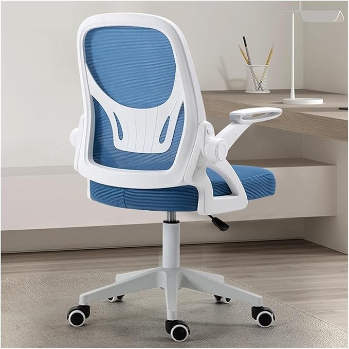 Adjustable Office Computer Chair with Armrest Mesh Office Chair Computer Indoor Bedroom Swivel Adjustable Liftable Gaming Chairs(White Blue)