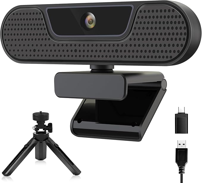 saylas 4K Webcam with 4 Noise Cancellation Microphone W8GS Web Cam Privacy Cover 85° FOV Plug &amp Play Web Streaming Camera for Computer USB Webcam for Pc Laptop Desktop Mac