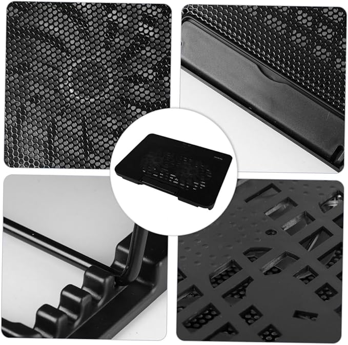 NUOBESTY Laptop Cooling Mat Dual USB Fans Portable Notebook Cooler for Efficient Heat Dissipation for Gaming and Workstations Black