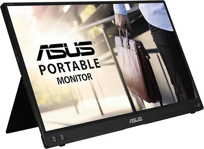 ASUS ZenScreen 15.6” 1080P Portable Monitor (MB16ACVR) - Full HD IPS Eye Care Flicker Free Blue Light Filter Kickstand USB-C Power Delivery for Laptop PC Phone Console