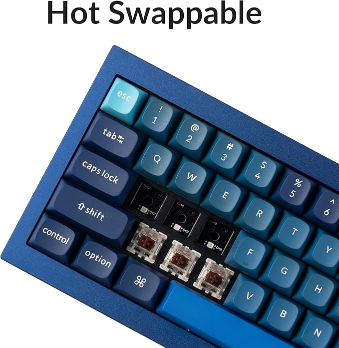 Keychron Q4 Wired Custom Mechanical Keyboard 60% Layout QMK/VIA Programmable Macro with Hot-swappable Gateron G Pro Brown Switch Double Gasket Compatible with Mac Windows Linux(Navy Blue)