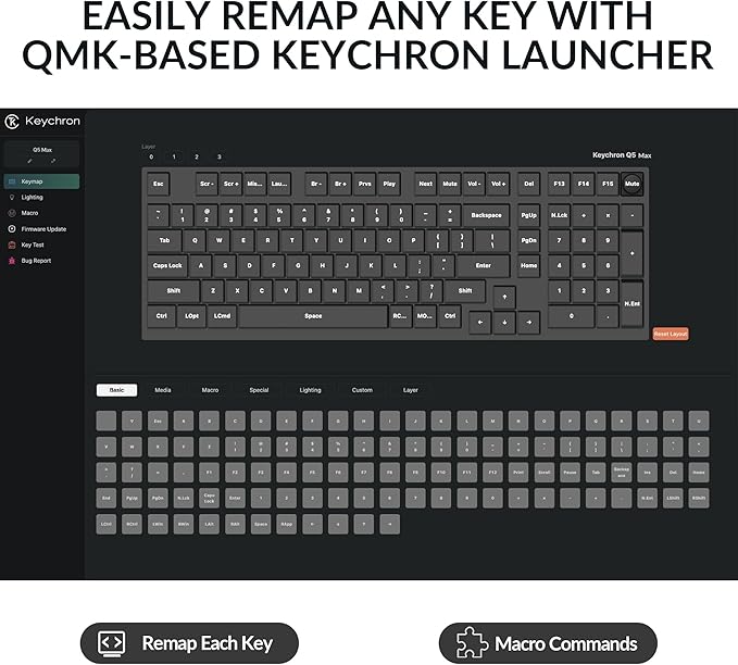 Keychron Q5 Max Wireless Custom Mechanical Keyboard 2.4 GHz Bluetooth QMK Full Aluminum 96% Layout RGB with Hot-swappable Gateron Banana Switch Compatible with Mac Windows Linux